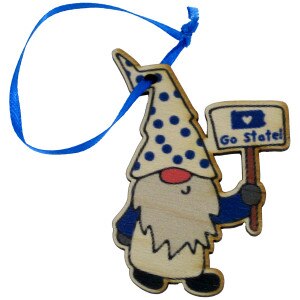 wood ornament gnome with Go State sign